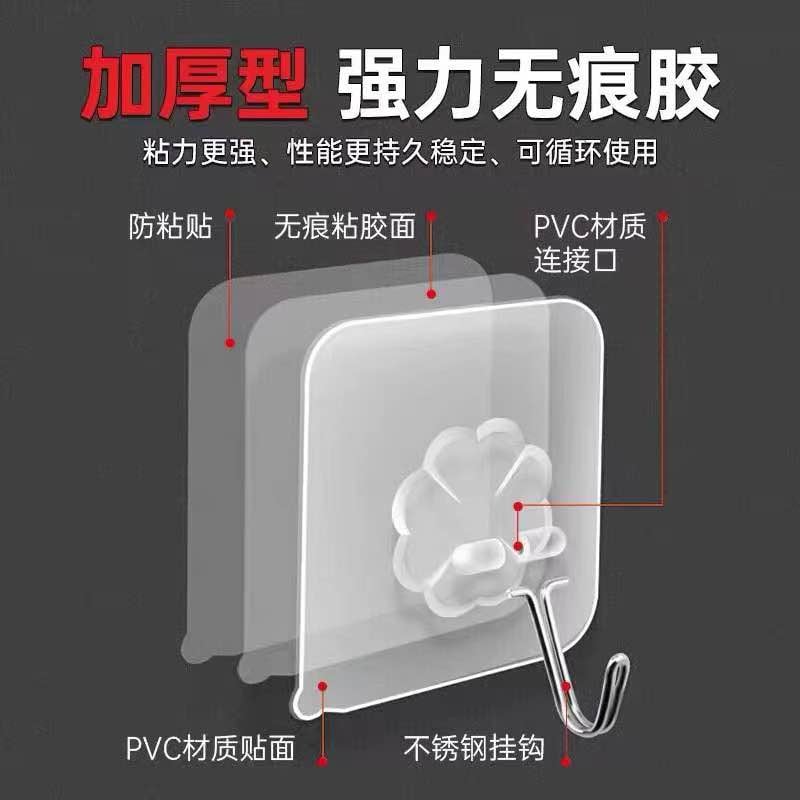 Picture of 10 Pcs Transparent Self Adhesive Wall Hooks | Bathroom & Kitchen Door Wall Hanger | Strong Sticky Punch-Free Hanging Hooks (Transparent) - CLEAR
