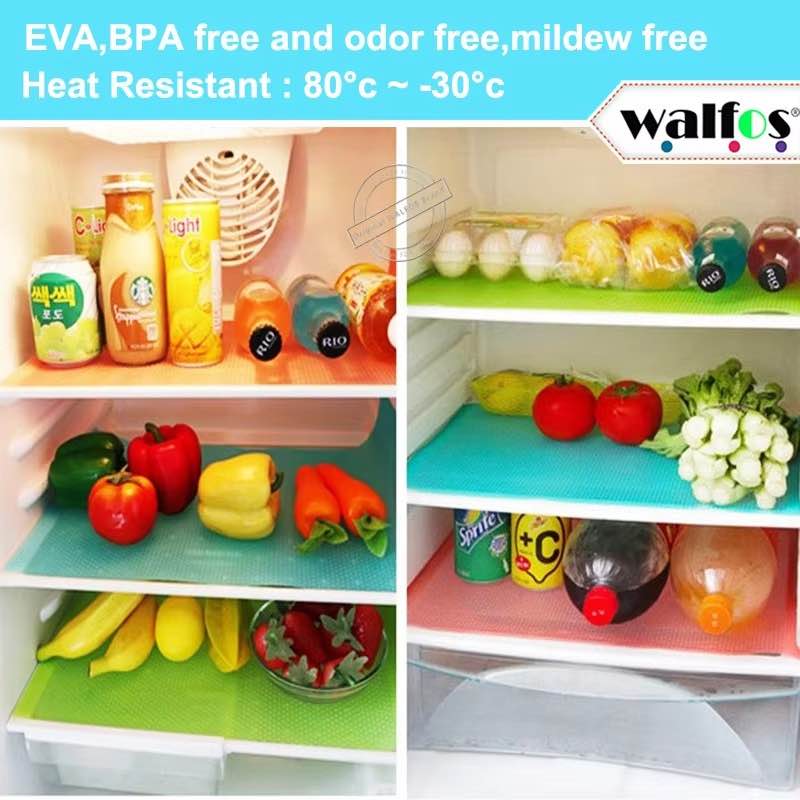 Picture of 4 Pcs Washable Refrigerator Shelf Mats | Waterproof Oil-Proof Anti-Slip Fridge Drawer Liners | Kitchen Cabinet & Pantry Shelf Protectors (Multi-Color) - Multicolor
