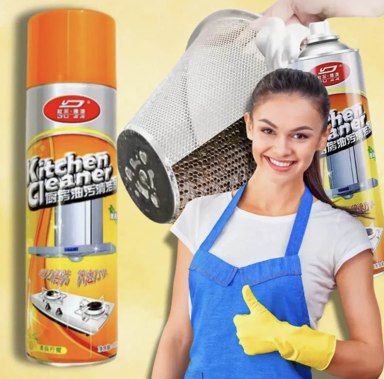 Picture of 500ml Kitchen Cleaning Foam Spray – Powerful Oil & Grease Remover – Orange Fragrance Easy Spray Cleaner for Stove, Sink & Home Surfaces