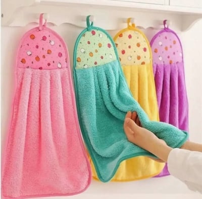 Picture of Hanging Basin Hand Towel – 10×15 Inch Soft Absorbent Quick Dry Kitchen & Bathroom Towel – 1 Piece Multi-Purpose Cleaning Cloth - Multicolor
