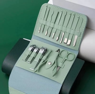 Picture of Multicolor Stainless Steel Nail Cutter Kit for Men & Women – Professional Manicure Pedicure Grooming Set with Leather Case – Travel Nail Care Kit - Multicolor