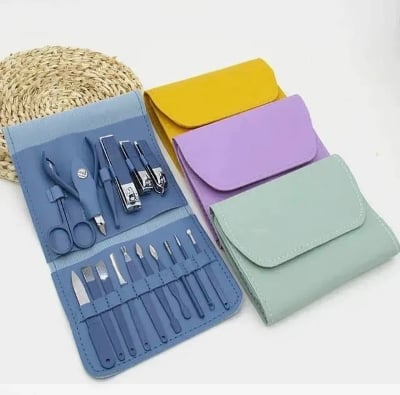 Picture of Multicolor Stainless Steel Nail Cutter Kit for Men & Women – Professional Manicure Pedicure Grooming Set with Leather Case – Travel Nail Care Kit - Multicolor