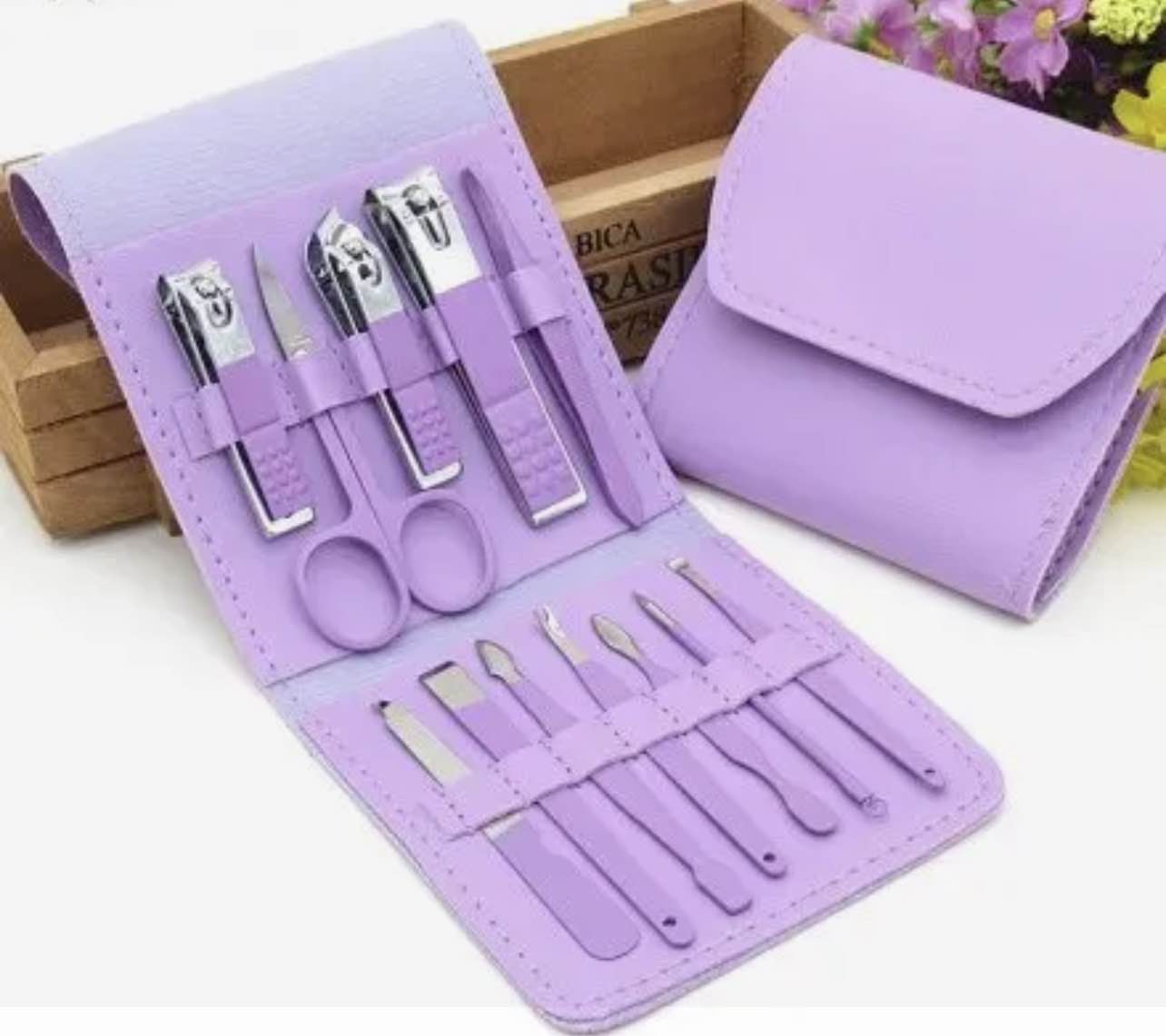 Picture of Multicolor Stainless Steel Nail Cutter Kit for Men & Women – Professional Manicure Pedicure Grooming Set with Leather Case – Travel Nail Care Kit - Multicolor