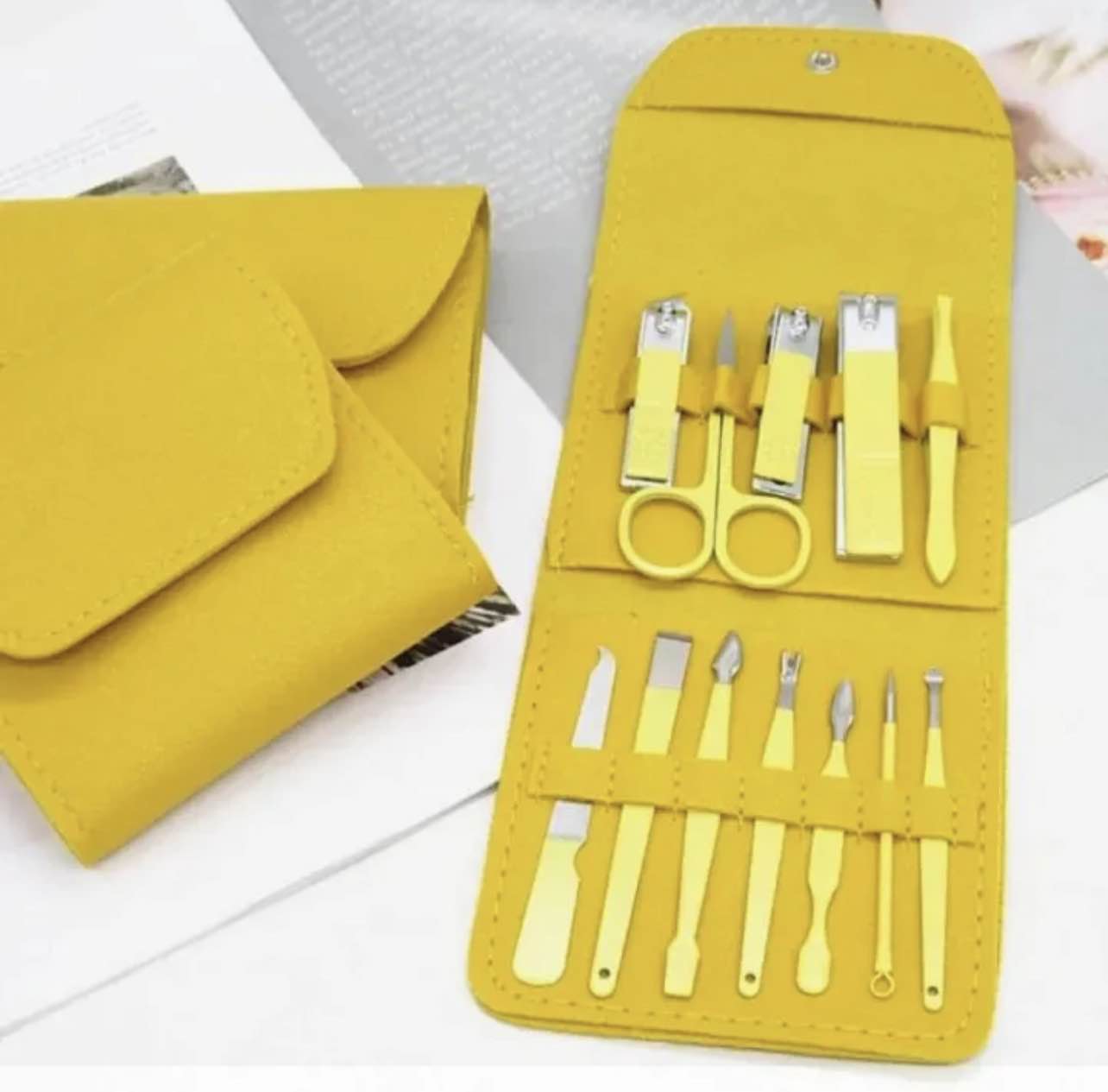 Picture of Multicolor Stainless Steel Nail Cutter Kit for Men & Women – Professional Manicure Pedicure Grooming Set with Leather Case – Travel Nail Care Kit - Multicolor