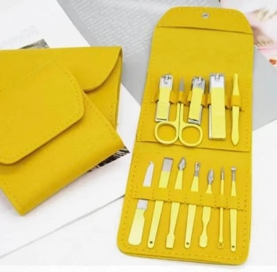 Picture of Multicolor Stainless Steel Nail Cutter Kit for Men & Women – Professional Manicure Pedicure Grooming Set with Leather Case – Travel Nail Care Kit - Multicolor