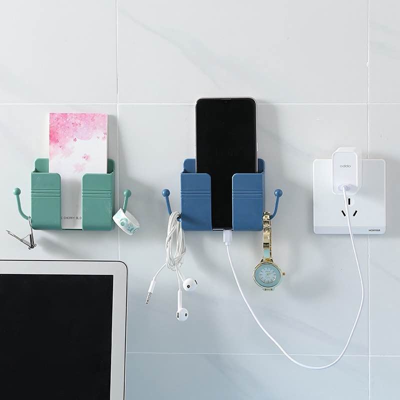 Picture of Wall Mounted Mobile Phone Charging Stand | Adhesive Punch-Free Bedside Phone Holder | Lazy Storage Rack for Bedroom & College Use (Multicolour) - Multicolor