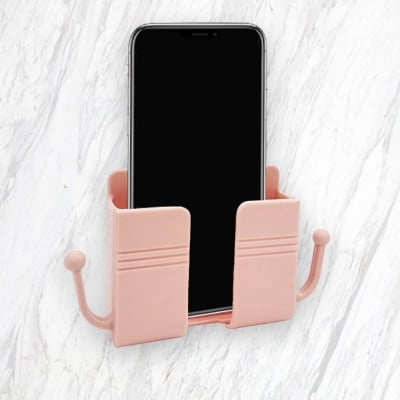 Picture of Wall Mounted Mobile Phone Charging Stand | Adhesive Punch-Free Bedside Phone Holder | Lazy Storage Rack for Bedroom & College Use (Multicolour) - Multicolor