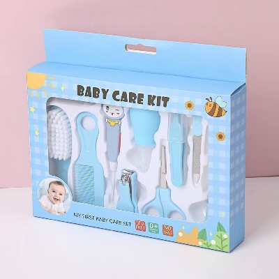 Picture of 10Pcs Baby Care Grooming Kit Set – Nail Scissors, Nasal Aspirator, Safety Comb & Brush – Newborn Infant Hygiene Care Tools Travel Set