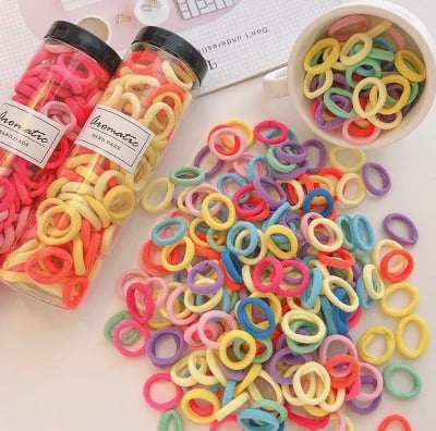 Picture of 100PCS Baby Girl Elastic Hair Bands - Colorful Mini Rubber Bands for Kid's Ponytails & Hair Accessories (Multicolor) - Multicolor