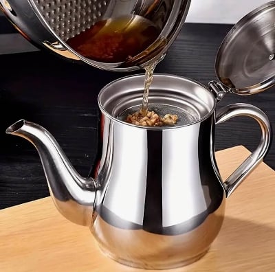 Picture of 480ml / 24oz Stainless Steel Oil Pot – Kitchen Oil Dispenser Bottle with Filter – Large Capacity Leak Proof Oil Storage Jar for Cooking Oil, Soy Sauce, Vinegar & Coffee - Not Specified
