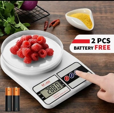Picture of 10kg Digital Kitchen Scale | Electronic Food Weighing Scale with 1g Accuracy | Household Baking & Cooking Weight Machine | Battery Included - Not Specified
