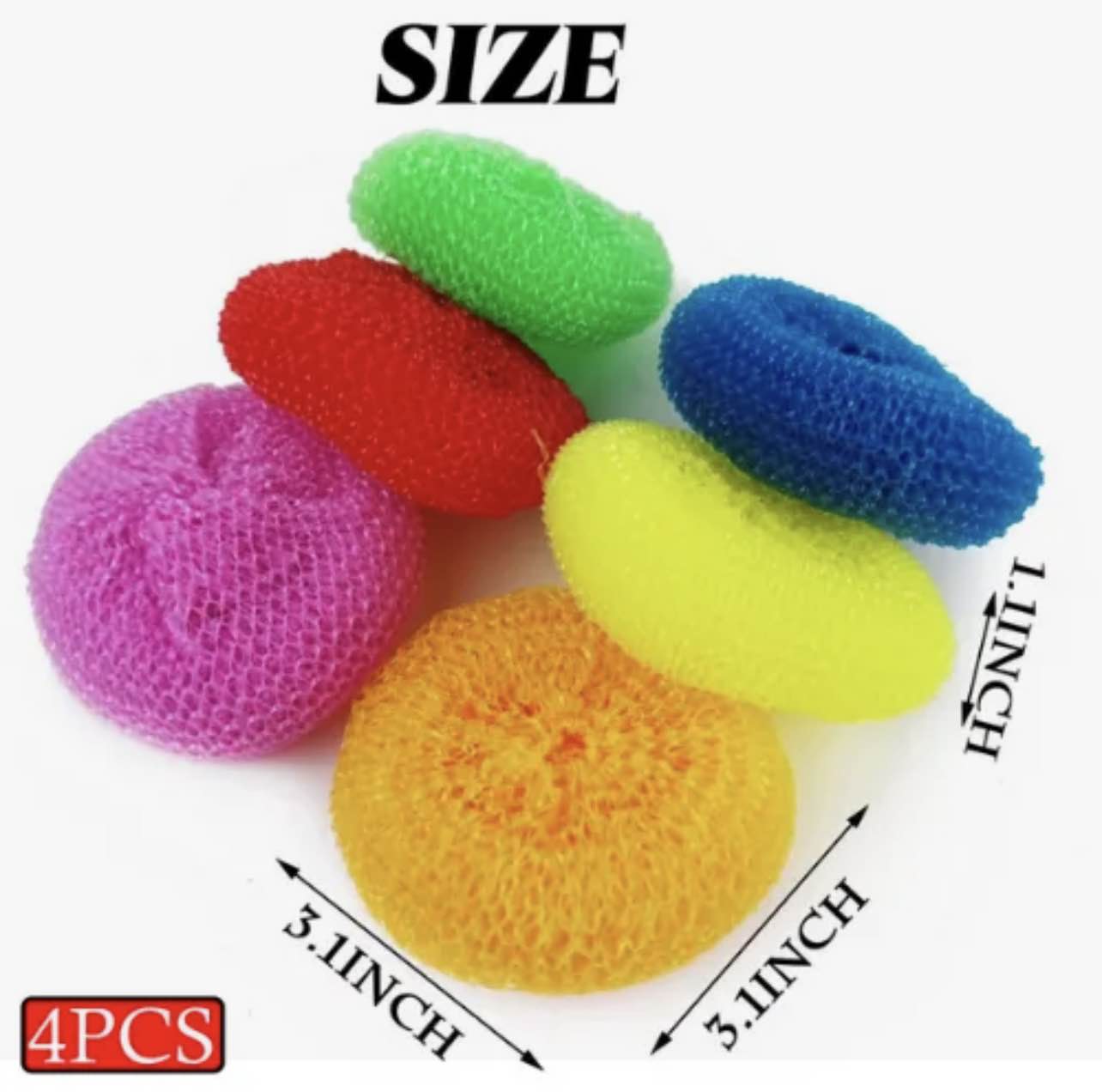 Picture of 4 Pcs Plastic Scrubber Dish Washing Sponge – Heavy Duty Scourer Pad for Kitchen Cleaning – Bowl, Plate & Utensil Cleaning Scrub Pad Set - Multicolor