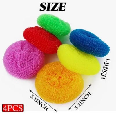 Picture of 4 Pcs Plastic Scrubber Dish Washing Sponge – Heavy Duty Scourer Pad for Kitchen Cleaning – Bowl, Plate & Utensil Cleaning Scrub Pad Set - Multicolor