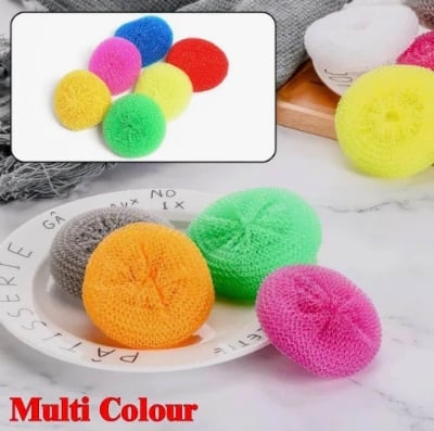 Picture of 4 Pcs Plastic Scrubber Dish Washing Sponge – Heavy Duty Scourer Pad for Kitchen Cleaning – Bowl, Plate & Utensil Cleaning Scrub Pad Set - Multicolor
