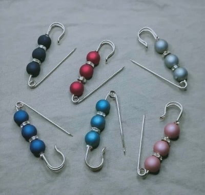 Picture of Hijab Pins & Brooch Set – Beautiful Imported Premium Quality Metal Safety Pins for Women (6 Pcs Set) - Multicolor