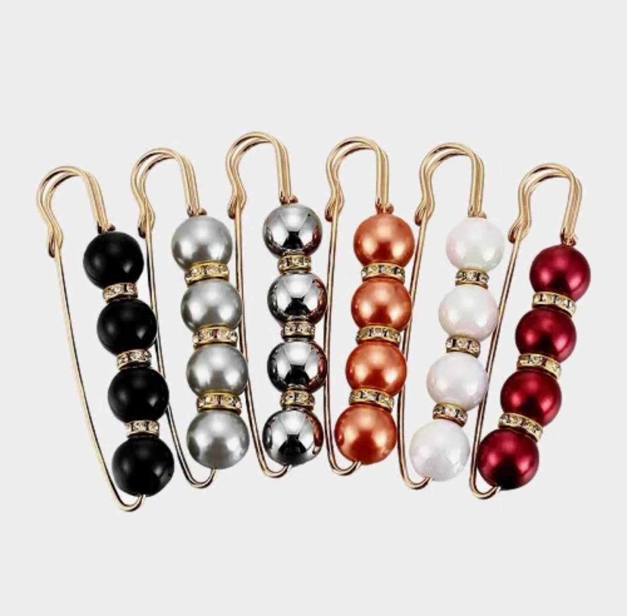 Picture of Hijab Pins & Brooch Set – Beautiful Imported Premium Quality Metal Safety Pins for Women (6 Pcs Set) - Multicolor
