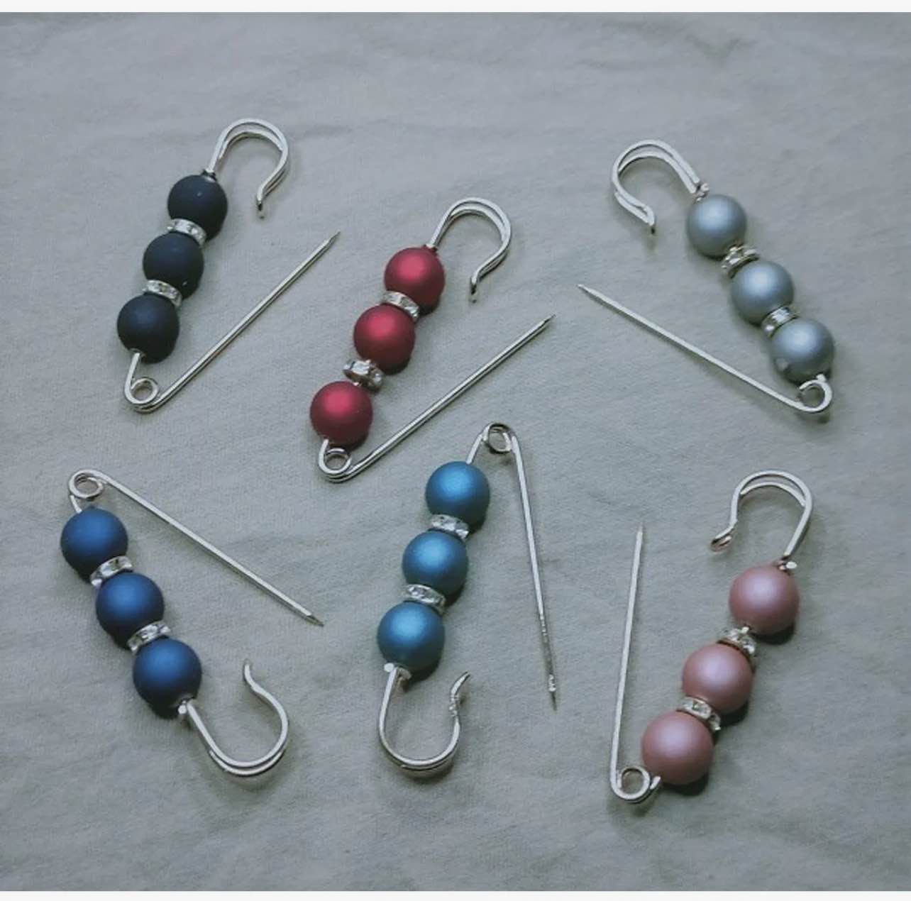 Picture of Hijab Pins & Brooch Set – Beautiful Imported Premium Quality Metal Safety Pins for Women (6 Pcs Set) - Multicolor