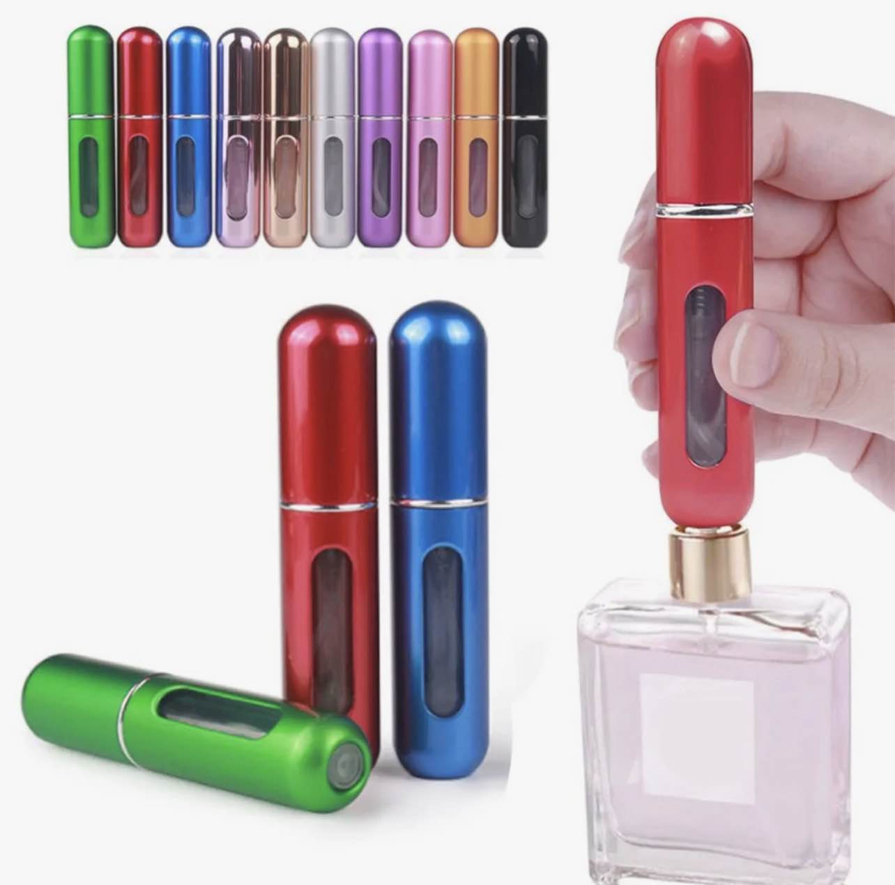 Picture of Mini Refillable Perfume Bottle Spray – 5ml Travel Atomizer Set (2 Pcs) Portable Leak-Proof Fragrance Spray Bottles (Multicolor) - Multicolor