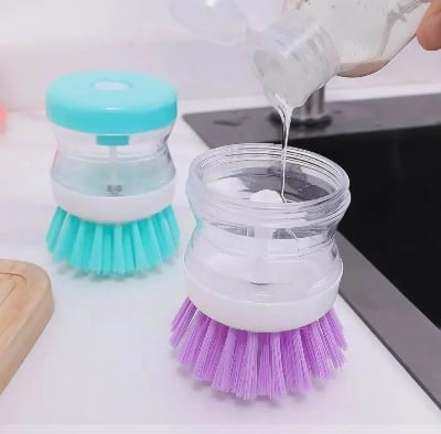Picture of Kitchen Dish Soap Dispenser Brush – Creative Liquid Dispense Washing Cleaning Brush for Plates, Pots & Kitchen Use (Multicolor) - Not Specified