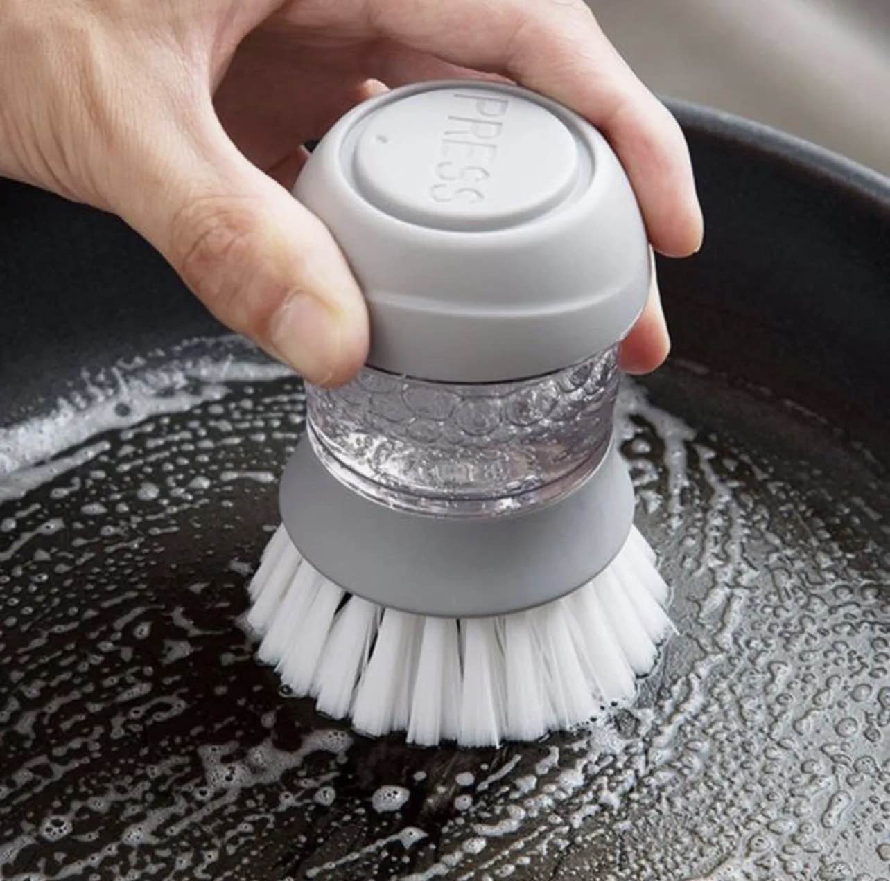 Picture of Kitchen Dish Soap Dispenser Brush – Creative Liquid Dispense Washing Cleaning Brush for Plates, Pots & Kitchen Use (Multicolor) - Not Specified