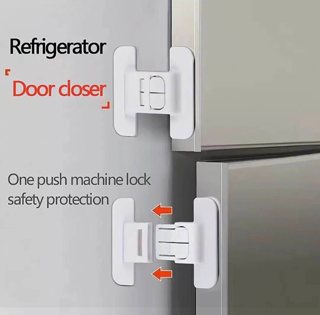 Picture of Childproof Fridge & Freezer Safety Lock | Multi-Functional Adhesive Refrigerator Door Lock for Baby & Child Safety | No Drill Cabinet Lock - Multicolor