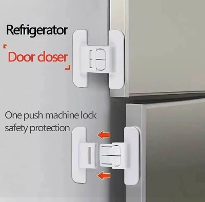Picture of Childproof Fridge & Freezer Safety Lock | Multi-Functional Adhesive Refrigerator Door Lock for Baby & Child Safety | No Drill Cabinet Lock - Multicolor