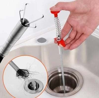 Picture of 60cm Spring Drain Pipe Cleaner Tool – Sink Dredging Snake Clog Remover Flexible Cleaning Stick for Kitchen & Bathroom (Multicolor) - Multicolour