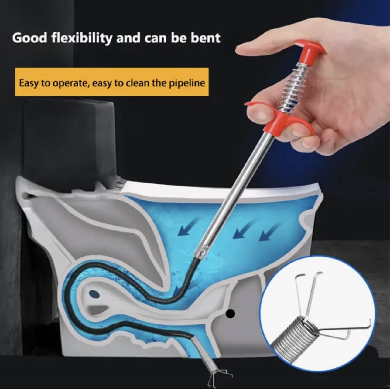 Picture of 60cm Spring Drain Pipe Cleaner Tool – Sink Dredging Snake Clog Remover Flexible Cleaning Stick for Kitchen & Bathroom (Multicolor) - Multicolour