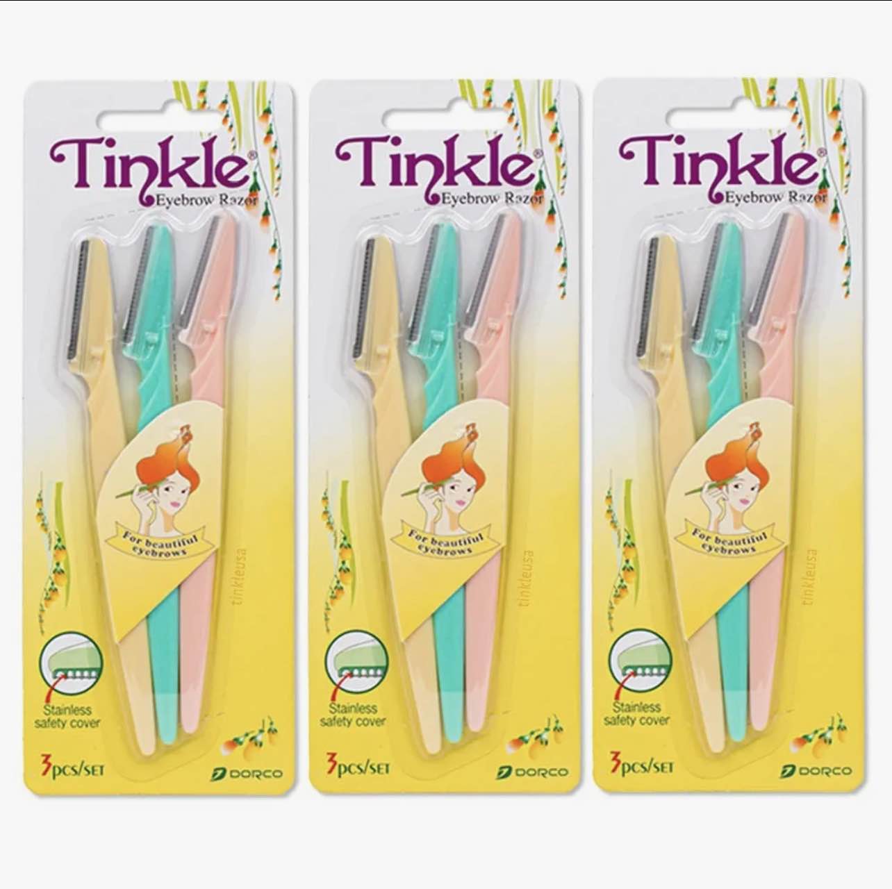 Picture of Tinkle Eyebrow Razor for Women – 3 Pcs Set (Multicolor) | Facial Hair Remover, Eyebrow Shaper & Dermaplaning Tool for Face & Eyebrows - Multicolor