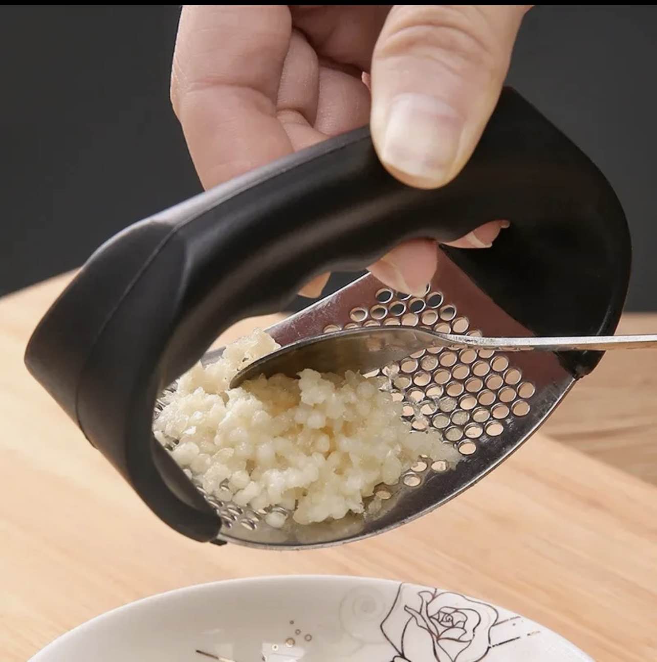 Picture of Upgraded Stainless Steel Garlic Press & Rocker | Manual Garlic Crusher for Garlic, Ginger & Herbs | Easy Kitchen Mincer Tool - Not Specified
