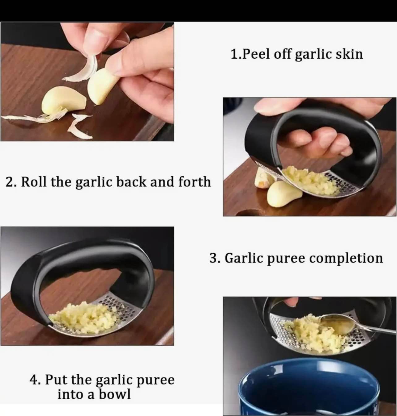 Picture of Upgraded Stainless Steel Garlic Press & Rocker | Manual Garlic Crusher for Garlic, Ginger & Herbs | Easy Kitchen Mincer Tool - Not Specified