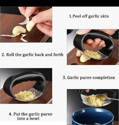 Picture of Upgraded Stainless Steel Garlic Press & Rocker | Manual Garlic Crusher for Garlic, Ginger & Herbs | Easy Kitchen Mincer Tool - Not Specified