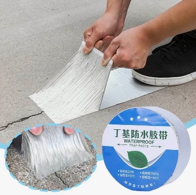 Picture of Waterproof Aluminum Foil Butyl Tape 5cm x 5m x 0.5mm – Heavy Duty Leak Repair Sealant Tape for Roof, Wall, Pool, Pipe & Crack Sealing - Silver