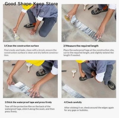 Picture of Waterproof Aluminum Foil Butyl Tape 5cm x 5m x 0.5mm – Heavy Duty Leak Repair Sealant Tape for Roof, Wall, Pool, Pipe & Crack Sealing - Silver