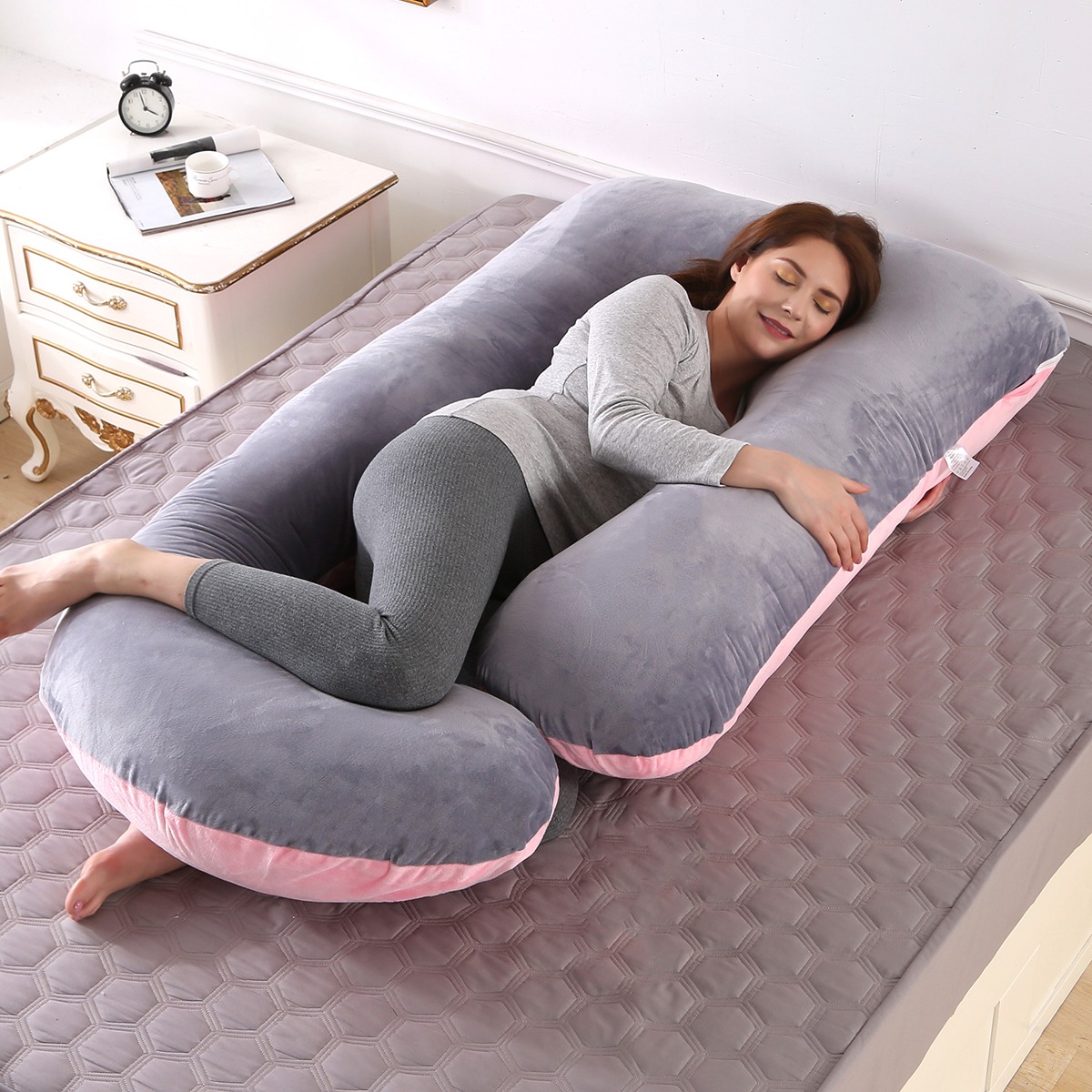 Picture of Full Body Support Pregnancy Pillow For Women Large Size Pillow For Full Body Support Pink