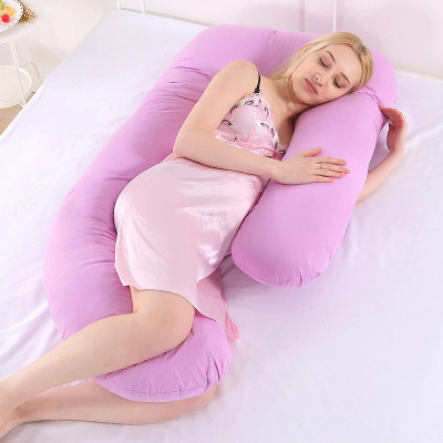 Picture of Pregnancy Pillow (Length-5 feet ;Wide-2.5 feet) Sleeper Pregnant Bedding Full Body Maternity Pillows Pink