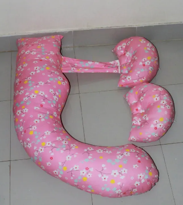 Picture of 3 Part Pregnant Women Sleeping Belly Support Pillow On The Side U Shape Body Pillow, Best Pregnancy Pillow, Belly Support Pillow (Pink 3Part Pillow)