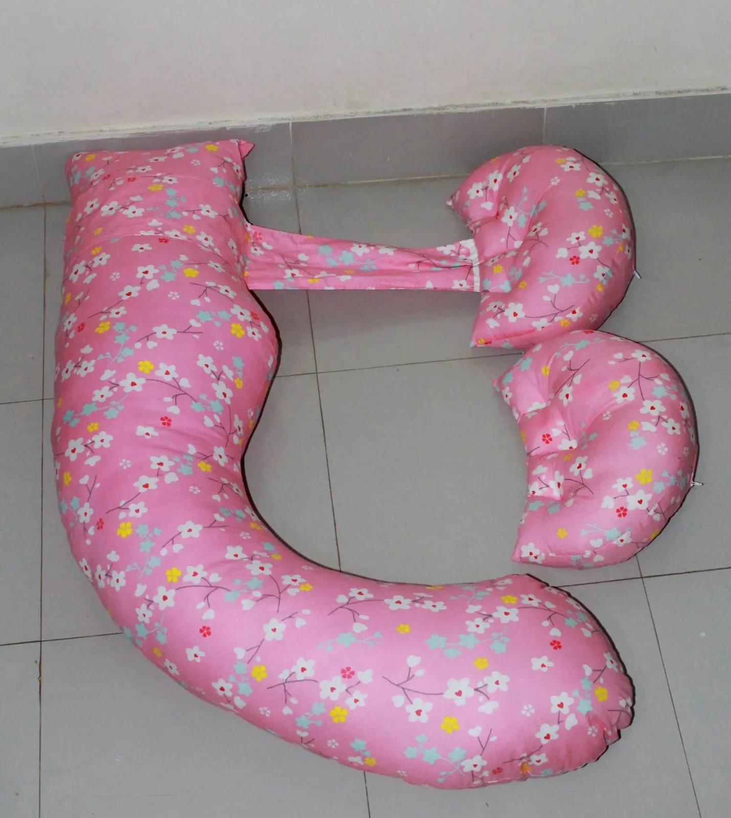 Picture of 3 Part Pregnant Women Sleeping Belly Support Pillow On The Side U Shape Body Pillow, Best Pregnancy Pillow, Belly Support Pillow (Pink 3Part Pillow)