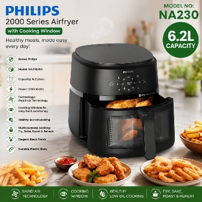 Picture of Philips NA230/00 Airfryer 2000 Series 6.2L with Cooking Window | 1700W Rapid Air Technology