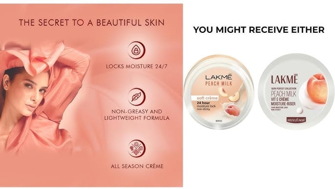 Picture of Lakme Skin Perfect Collection Peach Milk Vitamin E Cream Moisturiser 25g