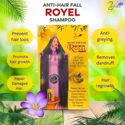 Picture of Zafran Anti-Hair Fall Royal Shampoo Organic Hair Wash 200ml (Original & Authentic) - Yellow