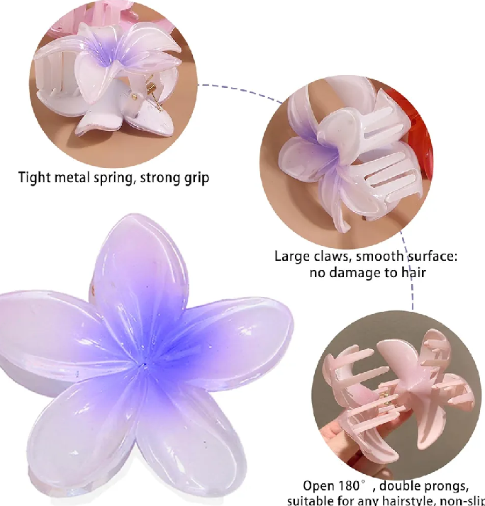 Picture of 5pcs Flower Hair Claws Large Size Fashion Women Stylish Hair Claws, Womens fashion & gift accessories China Imported Hair Claws for Womens & Girls - Multicolor