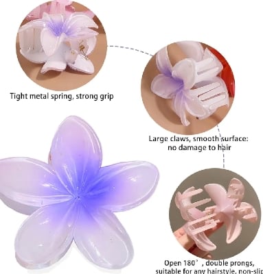 Picture of 5pcs Flower Hair Claws Large Size Fashion Women Stylish Hair Claws, Womens fashion & gift accessories China Imported Hair Claws for Womens & Girls - Multicolor