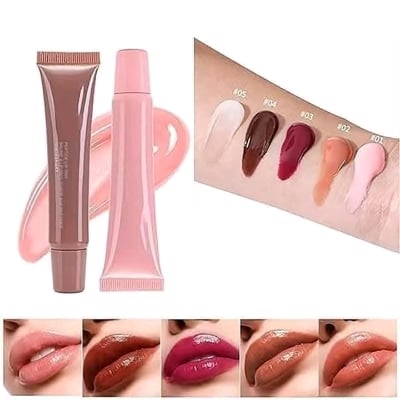 Picture of Fafamoon 5 Color Glossy Peptide Lipsgloss Long Lasting Lip Stain Lip Tint Lip Moisturer Velvet Gloss Lipstick Lip Makeup