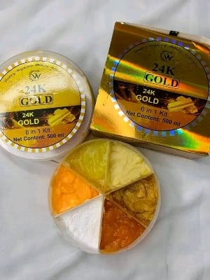 Picture of 24K Gold Facial Kit Combo Set 6 in 1 Facial Treatment for Face Neck And Eyes Anti-Aging Wrinkle Cream Moisturizer Hydrating Beauty Care - Gold