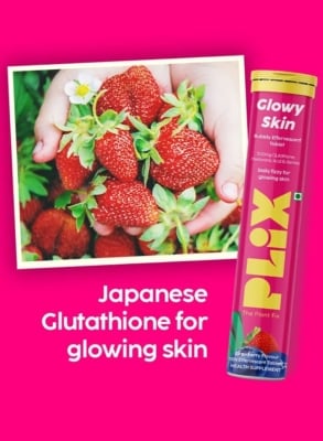 Picture of PLIX THE PLANT FIX Glutathione Tablets
With Vitamin C For Clear And Youthful
Skin (Pack Of 1, Strawberry) | 15 Collagen
Supplements 1500mg L-Glutathione, Vitamin E And Hyaluronic Acid - Others