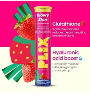 Picture of PLIX THE PLANT FIX Glutathione Tablets
With Vitamin C For Clear And Youthful
Skin (Pack Of 1, Strawberry) | 15 Collagen
Supplements 1500mg L-Glutathione, Vitamin E And Hyaluronic Acid - Others