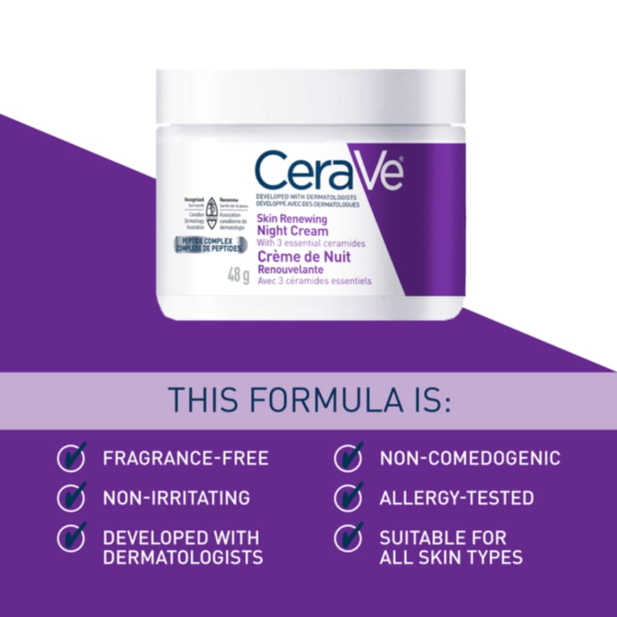 Picture of Cerave Skin Renewing Night Cream 48g | Niacinamide, Peptide Complex, and Hyaluronic Acid Moisturizer for Face