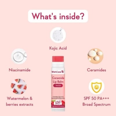 Picture of WishCare Ceramide Lip Balm Tinted/Natural With SPF 50 PA+++ 5gm