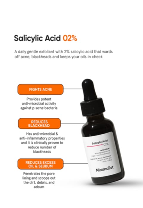 Picture of Minimalist 2% Salicylic Acid Serum For Acne, Blackheads & Open Pores-30 ml